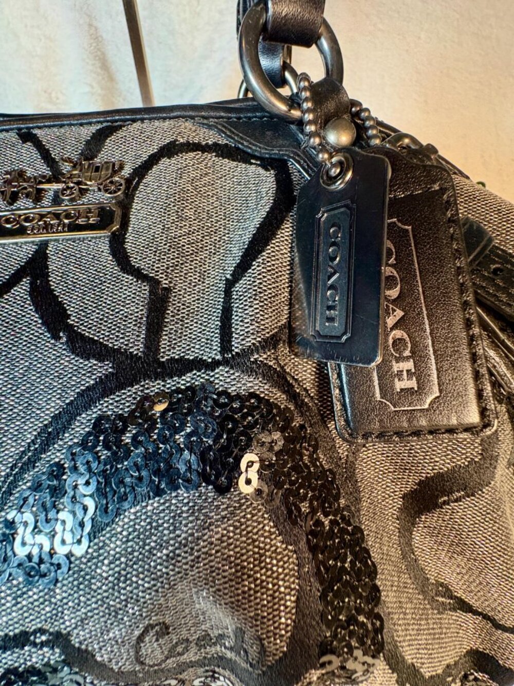 Coach Madison Sequin Op Art Sophia Lurex Satchel - Picture 13 of 15